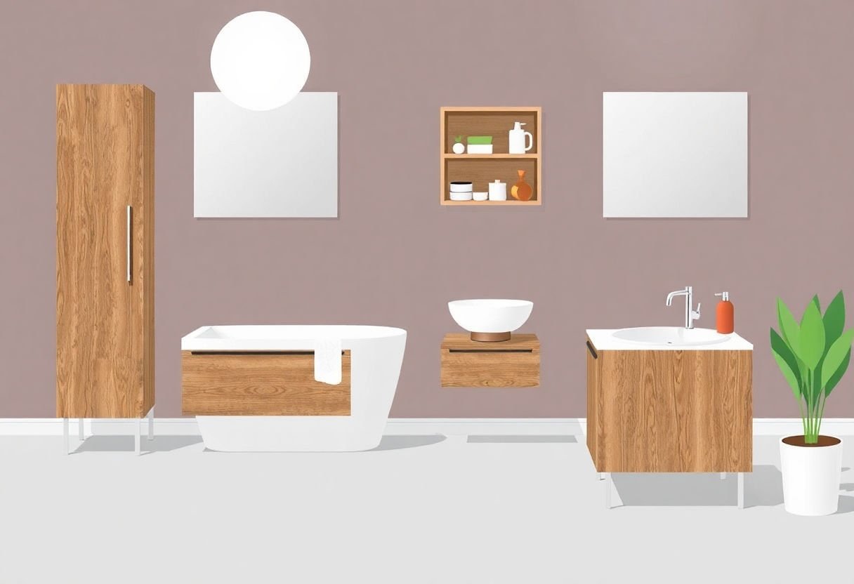 Materiali diversi per mobili da bagno