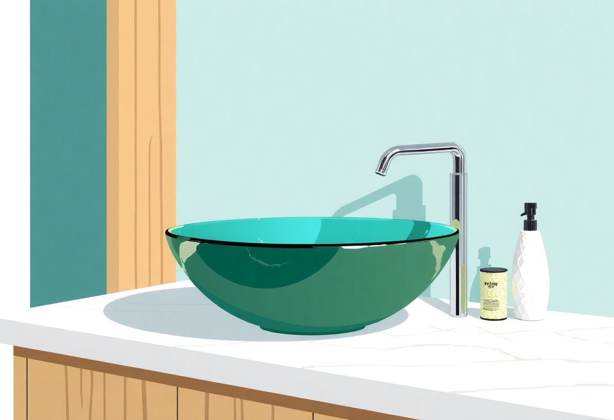 Lavabo da appoggio in vetro riciclato