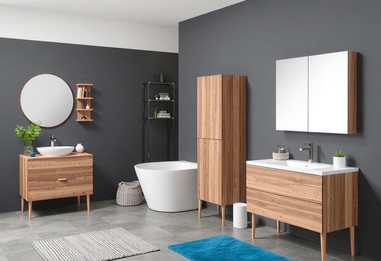 Varietà di materiali per mobili bagno