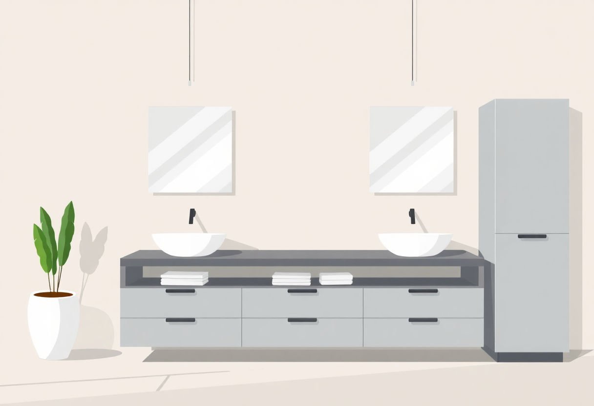 Design moderno di mobili bagno con lavabo da appoggio