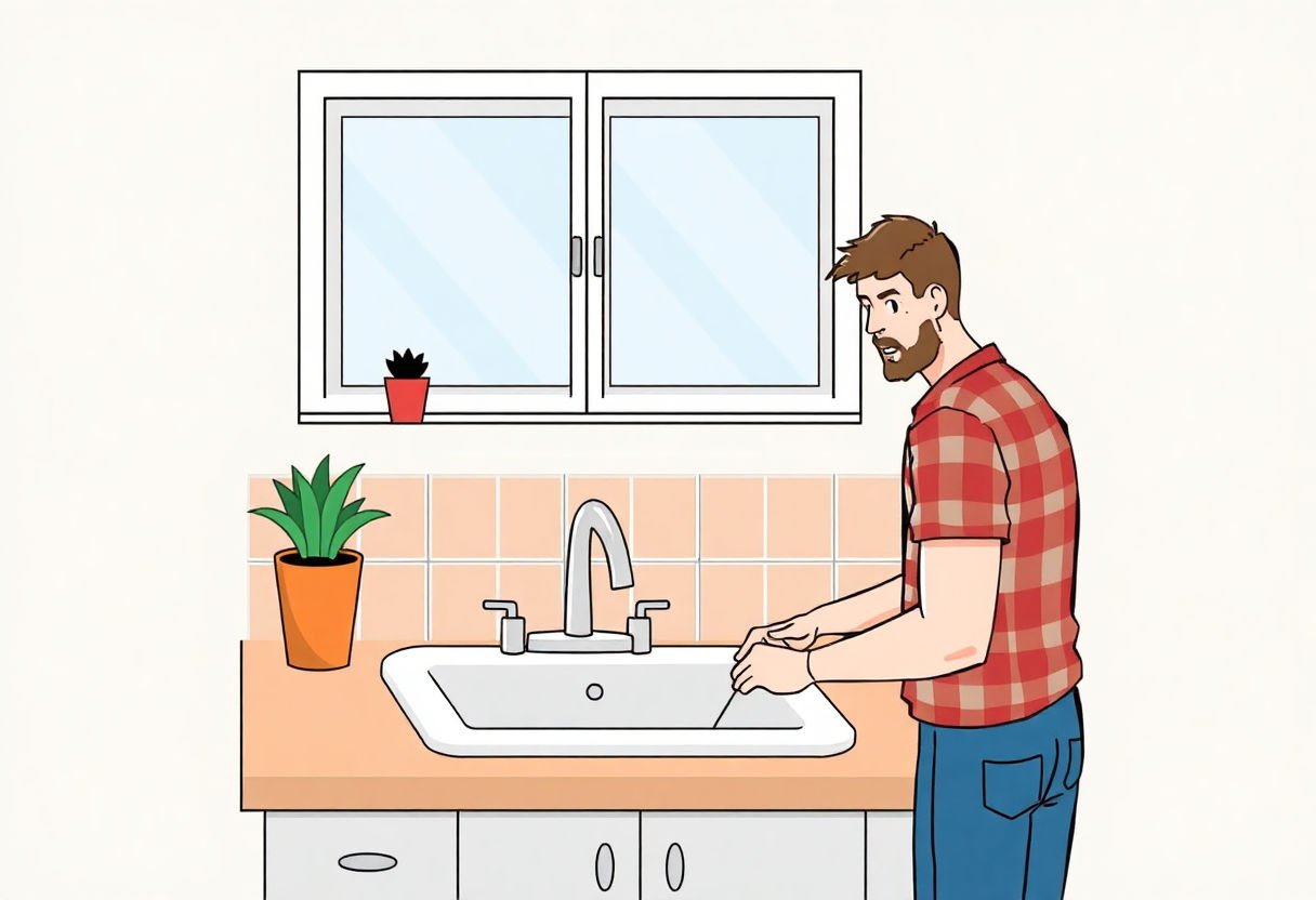 Persona che installa un lavabo