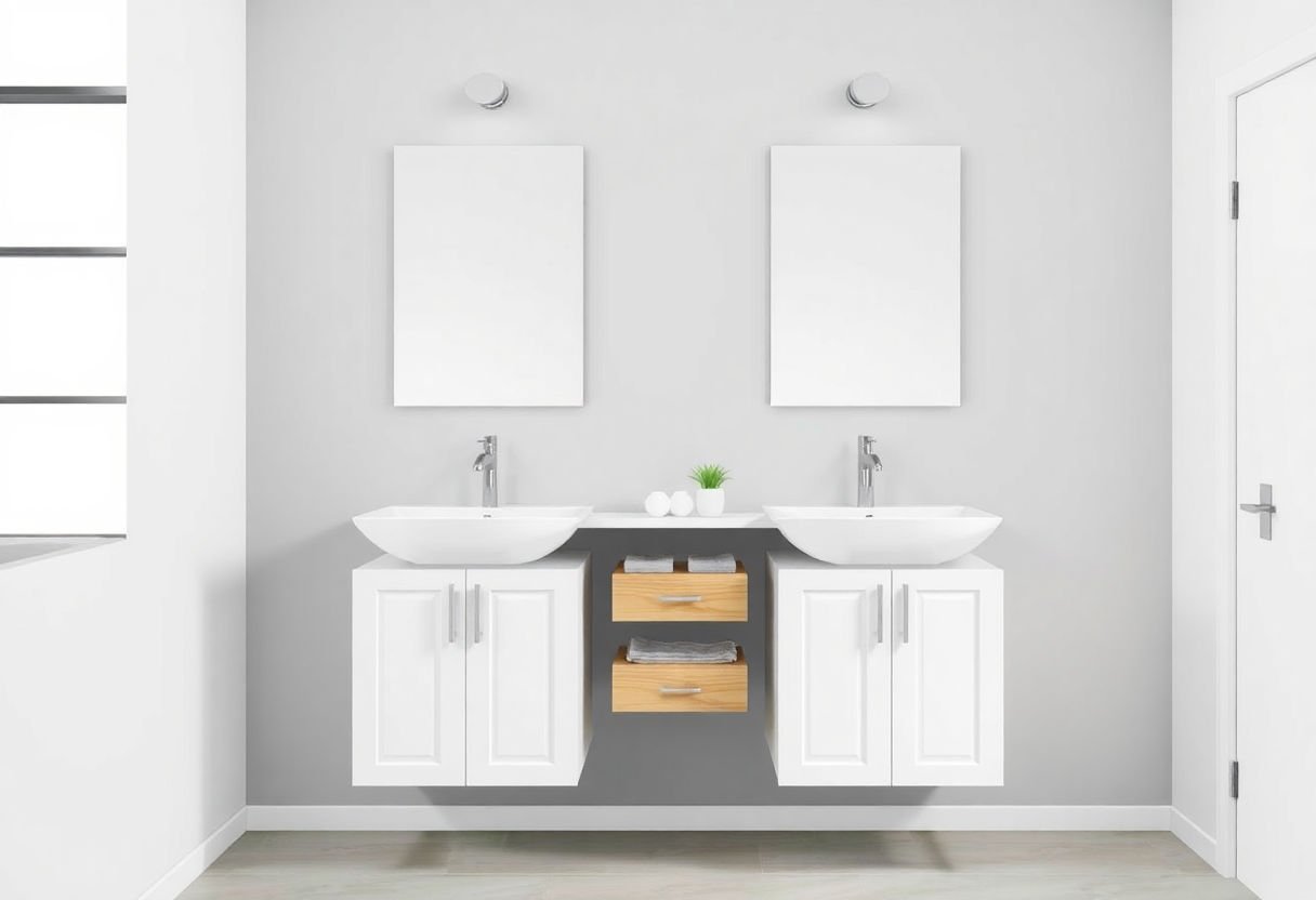 Mobile doppio lavabo in un bagno moderno
