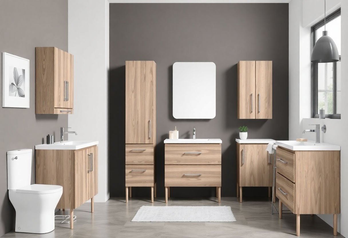 Campioni di materiali per mobili bagno a terra