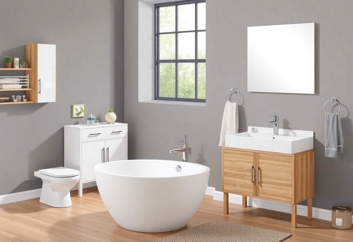 Varietà di stili di design per mobili bagno a terra